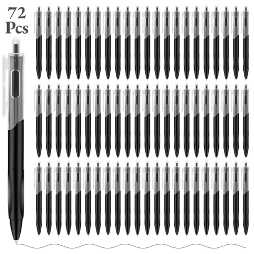 Stylos encre gel noire lot de 72 stylos rétractables poignée caoutchouc pointe fine