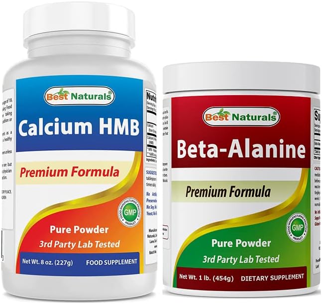 Polvo HMB de 8 onzas y beta alanina en polvo puro, 1 libra