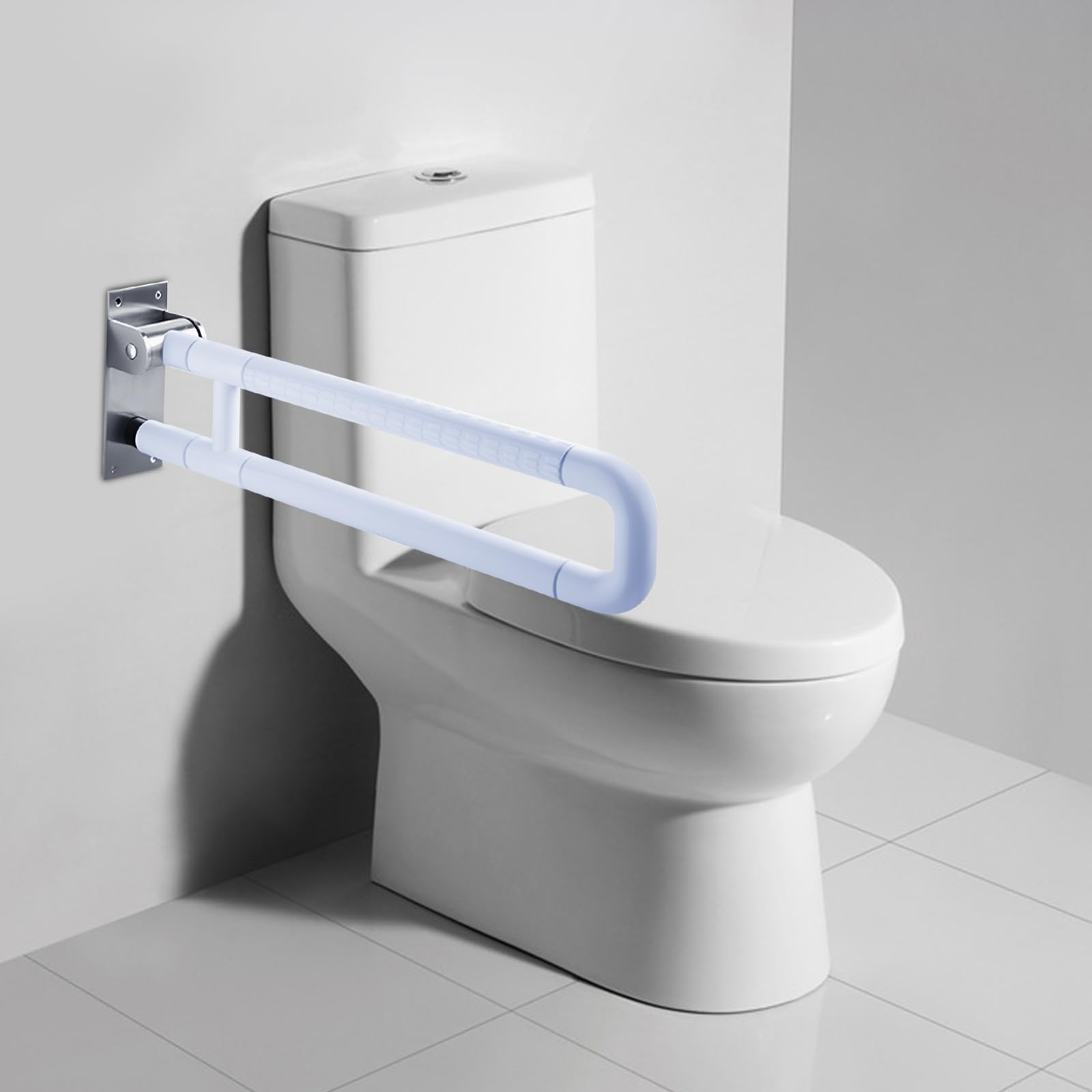 Asa plegable para inodoro de 60 cm de acero inoxidable, para personas mayores y personas con discapacidad, asa antideslizante con capacidad de carga de 226 kg