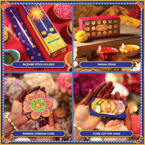 Image of Phool Happy Diwali Gift Box 2025 | Premium Festival Hamper with Incense, Diyas, Sweets, Dry Fruits, Decor & Candles | Diwali Pooja & Gifting Pack