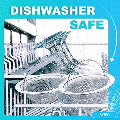 Sink Drain Strainer, 2 Pcs Kitchen Sink Strainer - Upgraded Large Wide Rim 4.3" Diameter Stainless Sink Strainers For Kitchen Sinks, Suitable For Most Sink Drains, Anti Clogging - Silver With Pull Tab #TOP5
