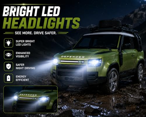 Image of Remote Control Sports Car & Off-Road SUV Toy for Kids, High Speed RC Racing with Wireless Remote, Realistic Lights & Premium Design Gift for Boys Girls (1:12 RC Defender)