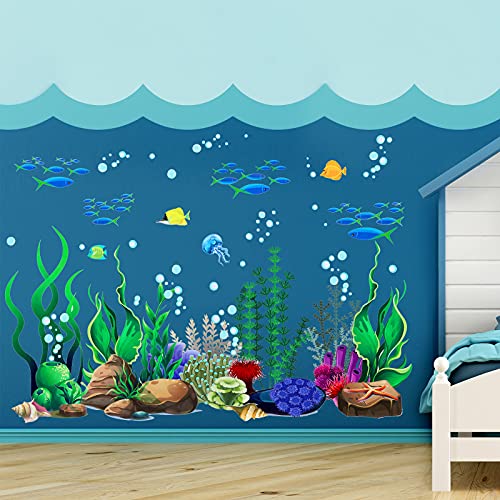 Under The Sea Wall Decals Coral Reef And Seaweed, Ocean Wall Decals Stickers, Undersea Decor Stickers, Underwater Sea Wall Stickers For Toddler Baby Nursery Living Room Office (Classic Style) #TOP3