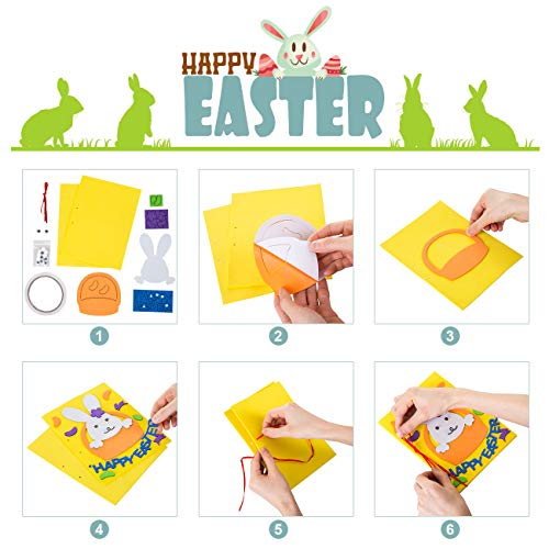Easter Theme Greeting Cards Making Kit Cute Cartoon Invitation Card DIY Blessing Cards Handmade Material Package for Kids, 4pcs - Thumbnail 3