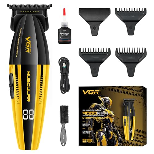 VGR 285T Maquina De Cortar Pelo Hombre, Cortapelos Hombre De Precisión Inalámbrico Con Modo Turbo Motor Potente, Maquina Cortar Pelo Hombre Con Cuchilla En Forma De T Y Pantalla LED