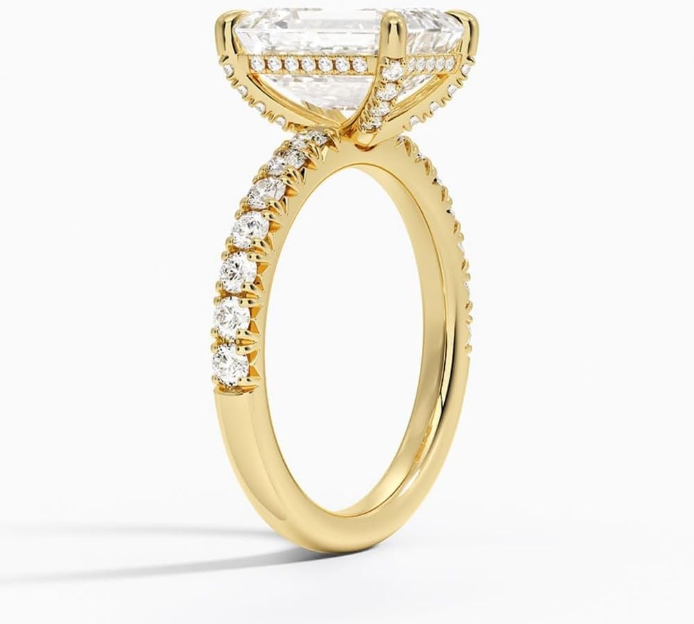 1–5 Carat Lab Grown Diamond Ring VVS2 10K 14K 18K Solid Gold & 925 Sterling Silver Engagement Ring Half Coverage Halo Wedding Bridal Anniversary Christmas Gift for Women(IGI Certified)