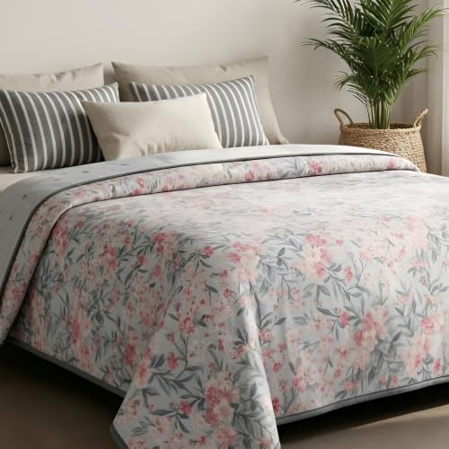 Image of haus & kinder Reversible Double Dohar Set of 1 | Lightweight AC Blanket | Grey | 224x248 cm Double Bed Dohar for Summer, AC & All Season Use - Pack of 1