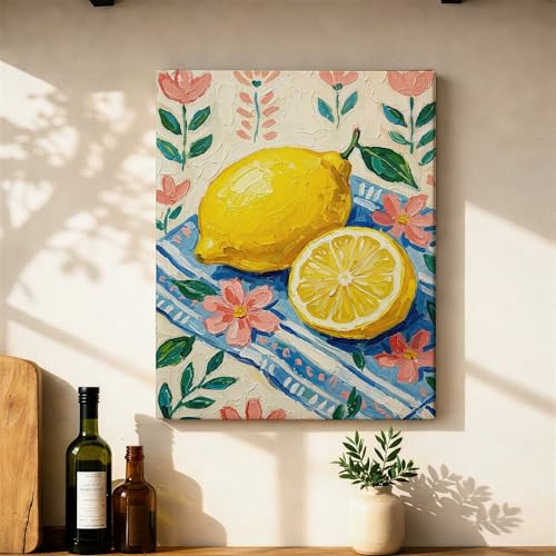 Toile murale citron rustique 40x50cm pour masquer un mur vide avec élégance