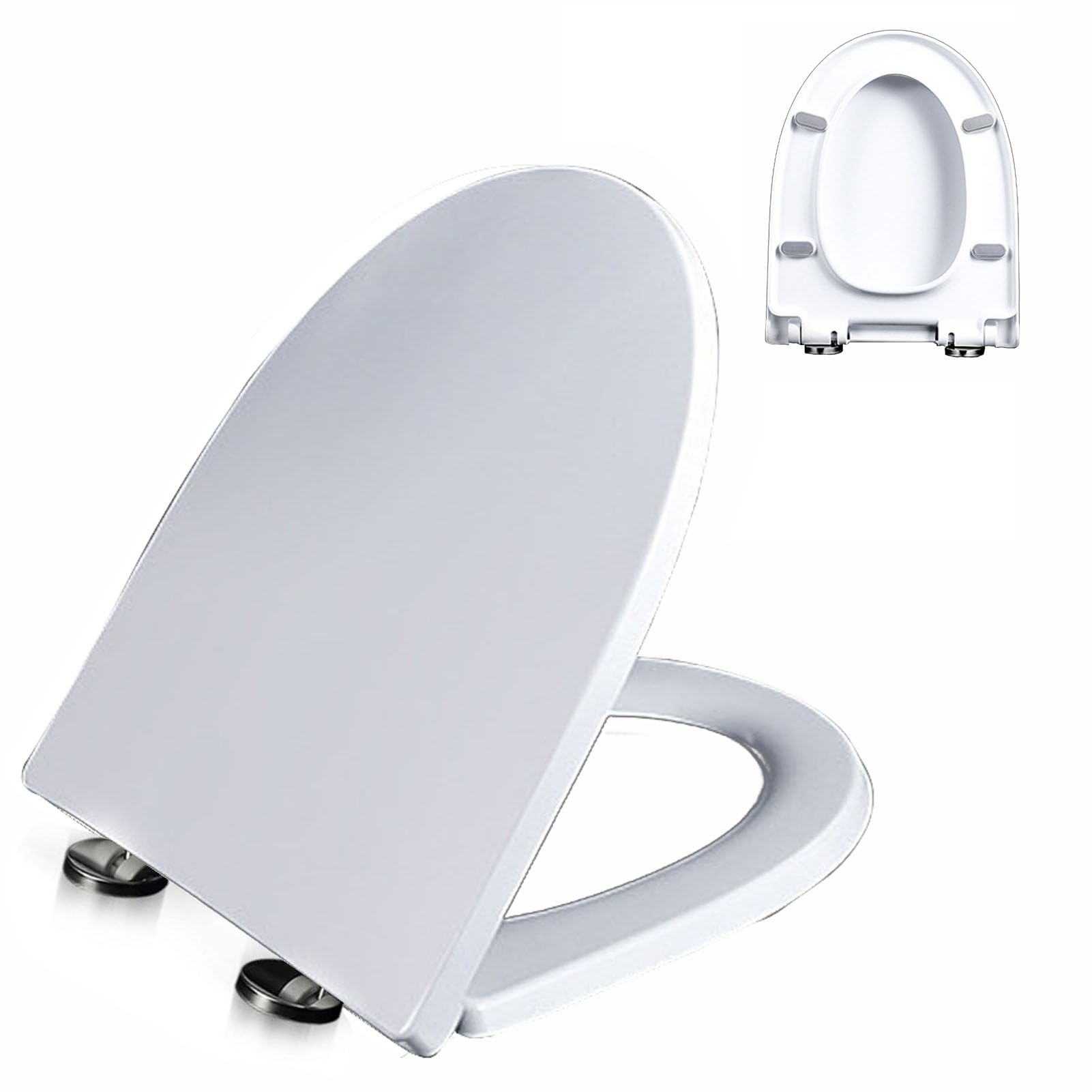 Soft Close Close Toilet Seat, Stainless Steel Hinges, Easy Install, Clean Disassembly, White, Adjustable, Lightweight, Durable, Portable, User-Friendly, Compact, 02m, urea, Formaldehyde