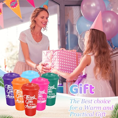 Tasse à café réutilisable plastique multicolore avec couvercle 473ml