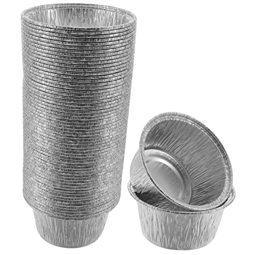 PartyKindom 100 Piezas Tazas De Pudín De Aluminio Contenedor De Magdalenas Tazas De Aluminio Para Cupcakes Elegante Lata De Cupcakes Tazas Para Hornear Contenedores Plata Papel De Aluminio
