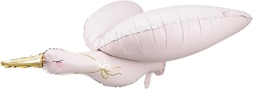 Stork Balloon PartyDeco 39x17 Inch Baby Girl Pink Foil Balloon for Baby Shower Decorations, Gender Reveal, Newborn Arrival, Stork Delivery Theme Nursery or Photo Props