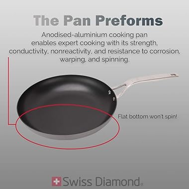 Swiss Diamond Hard Anodized Nonstick 8 Piece Cookware Set - Vented Lids Included, Oven and Dishwasher Safe with Stay Cool Sta