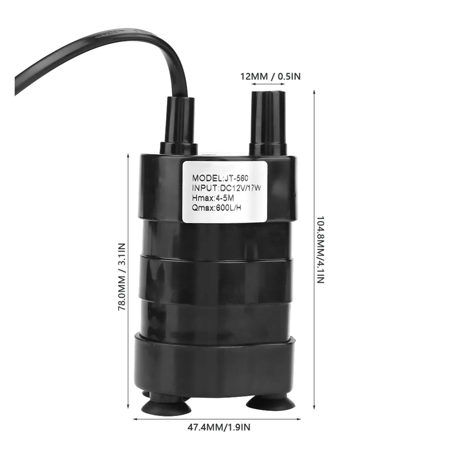 Industrial Water Pressure Diaphragm Pump DC12V Multifunctional Brushless Submersible Water Pump 600L/H High Head -20°C To 90°C