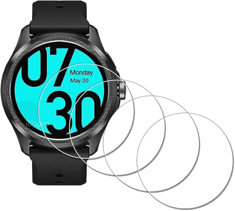 Screen Protector for TicWatch Pro 5 Enduro, 9H Tempered Glass | 4-Pack + ABS Box. Also for Pro 5. 9H Hardness, Anti-Scratch, Anti-Bubble, HD Clarity, Anti-Fingerprint, Easy Install