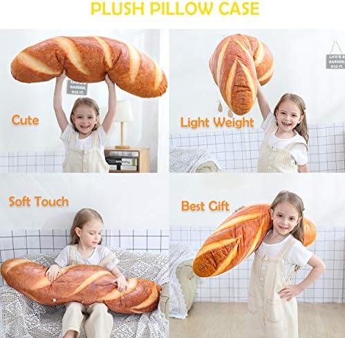 Global Tronics 40in Baguette Pillow Bread Shape Soft Lumbar Back Cushion Funny Food Plush Stuffed Toy for Home Décor Throw Pillow Photography Background Background, Pillow Sofa Back, Home Decor