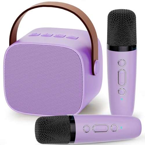 Kingci Mini Karaoke Machine, with 2 Microphones for Kids Adults Age 4-12 Girls, Birthday Toy Gift for Girls Boys Ages 4 5 6 7 8 9 10 12+ Year Old Christmas Party
