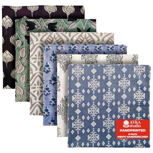 Image of AVKA Studio Unisex Handkerchiefs - Soft Cotton Handcrafted Hankies - Sweat Absorbing, Machine Washable, Thin & Lightweight