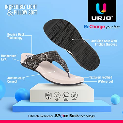 Image of URJO Women's Slippers /FlipFlops Lightweight Super Flexible Arch Support Durable Anti Skid & Stylish Dailywear Slippers /FlipFlops for Women