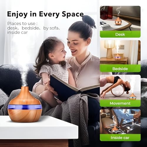 Image of Bedroom Humidifier for Sleep Essential Oil Diffuser with Flame Effect Night Light Ultrasonic Cool Mist Air Quiet USB Auto Shut Off Aromatherapy Diffuser (Misty Humidifier)
