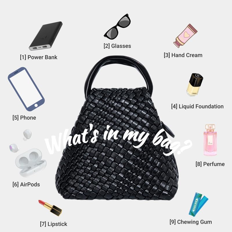 JOVIUMII Woven Triangle Handbag for Women Cute Fruit-Shaped Purse with Handle Shoulder Crossbody bag with Detachable Strap