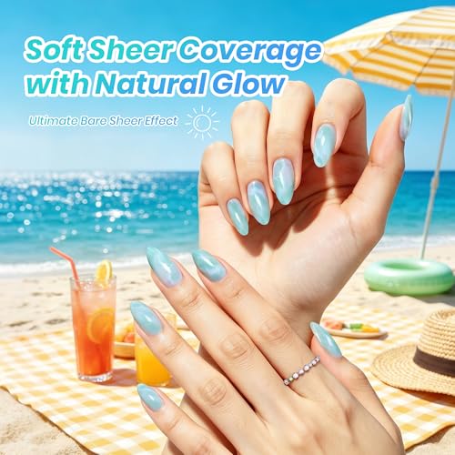 Image of Beetles Summer Voyage Jelly Gel Nail Polish Set - 9ML 6 Colors Seasalt Holiday Summer Sheer Gel Nail Polish Kit Milky White MInt Green Blue Soak Off UV Salon DIY at Home Manicure Gift for Women