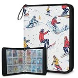 Kuquteed Skiing Skier Trading Card Binder 9 Pocket 900 Cards Holder Collector Album with 50 Removable Sleeves Toys Gifts for Boys Girls Snow Mountain Game Sports Cards