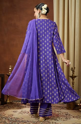 Kurta violet en rayonne Janasya pour un look ethnique chic confortable - 4