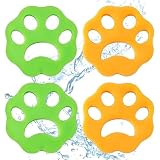 URYVAIW Rimuovi Peli Animali per Lavatrice, 4 Pezzi Acchiappa Peli in Silicone Riutilizzabile a Forma di Zampa e Fiore, Sfere Bucato contro Pelucchi e Lanugine per Cani e Gatti (Arancione e Verde)