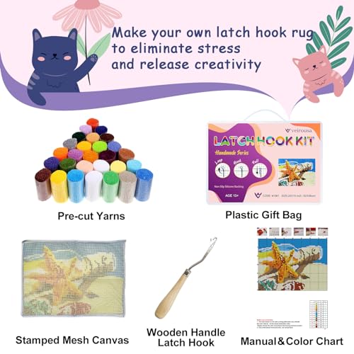 Image of Aurora Borealis Latch Hook Kits for Adults Kids Beginners Northern Light Scenic Latch Hook Rug Kit Pre-Printed Hook and Latch Carpet Making Kits DIY Wall Hanging Crochet Set 20x15 In. Craft Gift