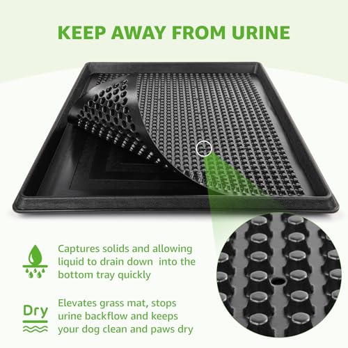 Image of Dog Grass Pad with Tray - 20''x16'' Litter Box for Balcony Apartment | 2 Pack Replacement Artificial Grass, Indoor Outdoor Potty Training Turf, Washable Reusable Pee Pad for Dogs, Easy to Clean