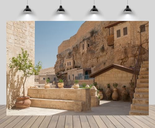 CHNYWORK 7x5ft Retro Jerusalem City Street Backdrop for Photography Vintage Building Monastery Yard Scenery Background for Ancient Background Photo Booth Studio Props - image 1