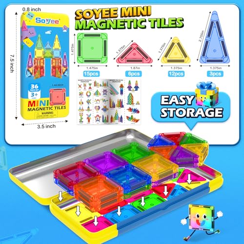 Image of Mini Magnetic Tiles Travel Set STEM Educational Toys for Boys & Girls 3-8