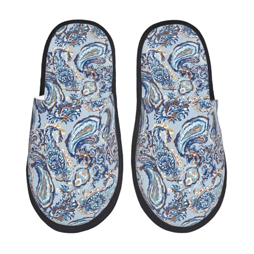 Paisley Floral Branches Print House Slippers For Women And Men,Soft Slippers With Memory Foam,Non-Slip Indoor Home Shoes