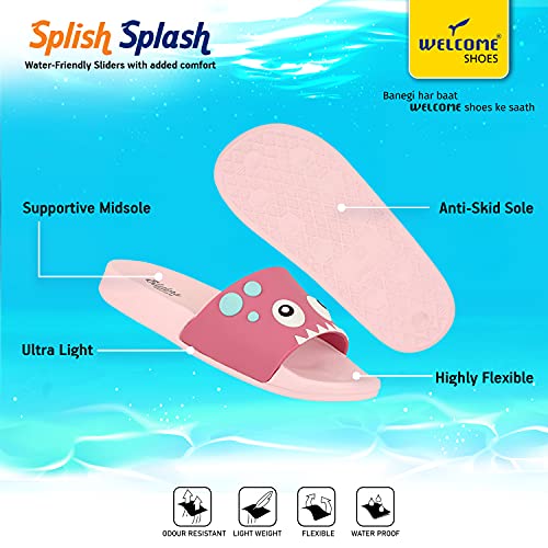 Image of WELCOME Unisex-Child Kids Flip-Flop Soft Comfortable Indoor & Outdoor Slippers Stylish Non-Slip Slide Home Casual Chappals For Boys & Girls