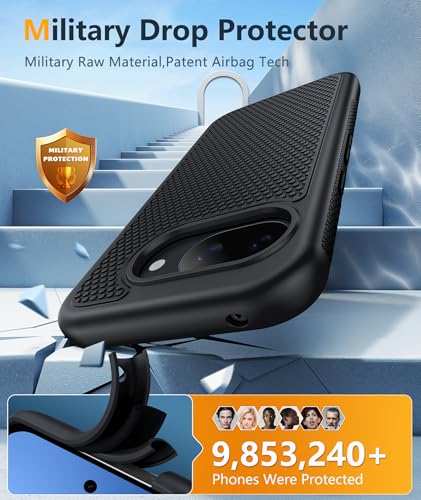 Image of FNTCASE for Google Pixel 10A Case - Military Grade Drop Protection, 14ft Drop Tested, Screen Protector Included, Anti-Slip Anti-Fingerprint Matte Textured, Soft TPU Shockproof Cover (Black)