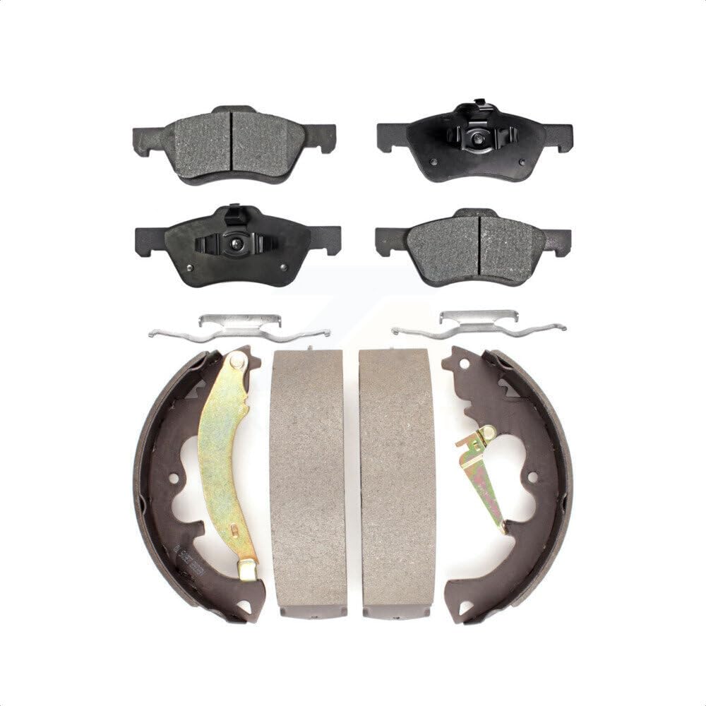 Front Rear Ceramic Brake Pads And Drum Shoes Kit For Ford Escape Mercury Mariner Mazda Tribute KTN-100010