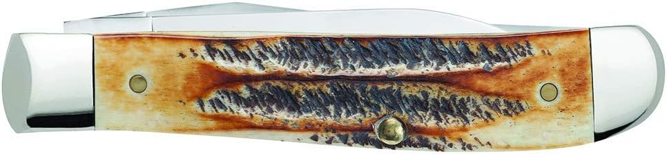 Case WR XX Pocket Knife Burnt 6.5 Bonestag Wharncliffe Mini Trapper Item #65305 - (6.5207W SS) - Length Closed: 3 1/2 Inches