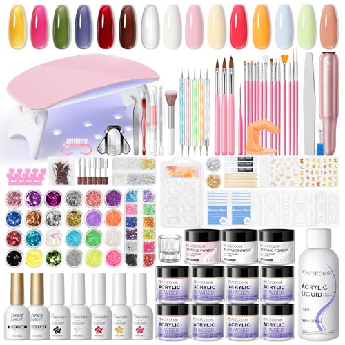 PEACECOLOR Acrylic Nail Kit for Beginners with Everything, 6 Summer