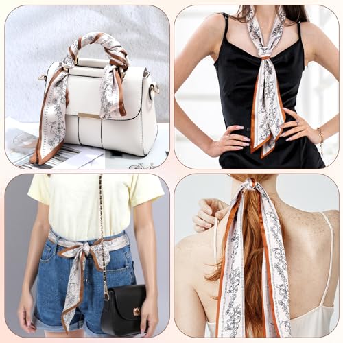 Neck Scarf for Women, Elegant Purse Scarf for Handbags, Silky Satin Headscarf for Women's Hair, Bag Scarfs for Handbags Long Thin Satin Head Scarfs Fashion Accessories3