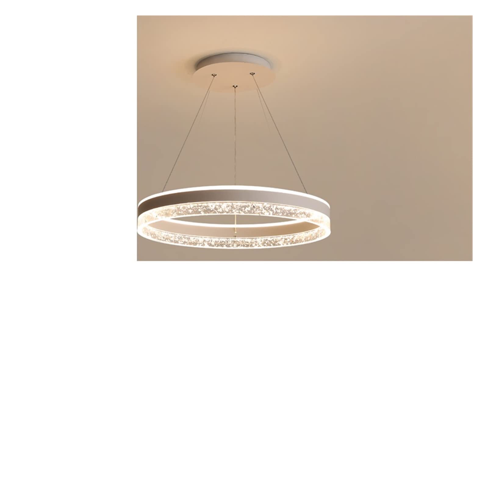 Lampe suspendue ronde en cristal luminaire intérieur dimmable noir blanc