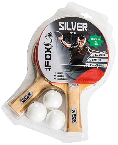 Fox TT Silver 2 Player Recreational Flared Handle Table Tennis Set