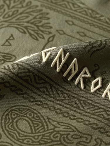 Image of The Souled Store Vikings: Longship Men and Boys Short Sleeve Rpund Neck Brown Embroidered Cotton Oversized Lightweight Breathable Drop Shoulder Streetwear T-Shirts