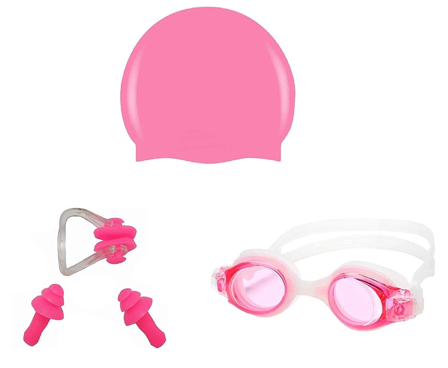SPOCCO | Swimming Kit Swim Goggles and Swim Caps Combo Set, Nose Clip, Ear Plug & Case- Silicone Non-Slip Material on Glasses & Cap, Anti-Fog, UV Protection, Long Hair- Adults Men Women | SS08 (B09X7GHQKV) Amazon Price History, Amazon Price Tracker