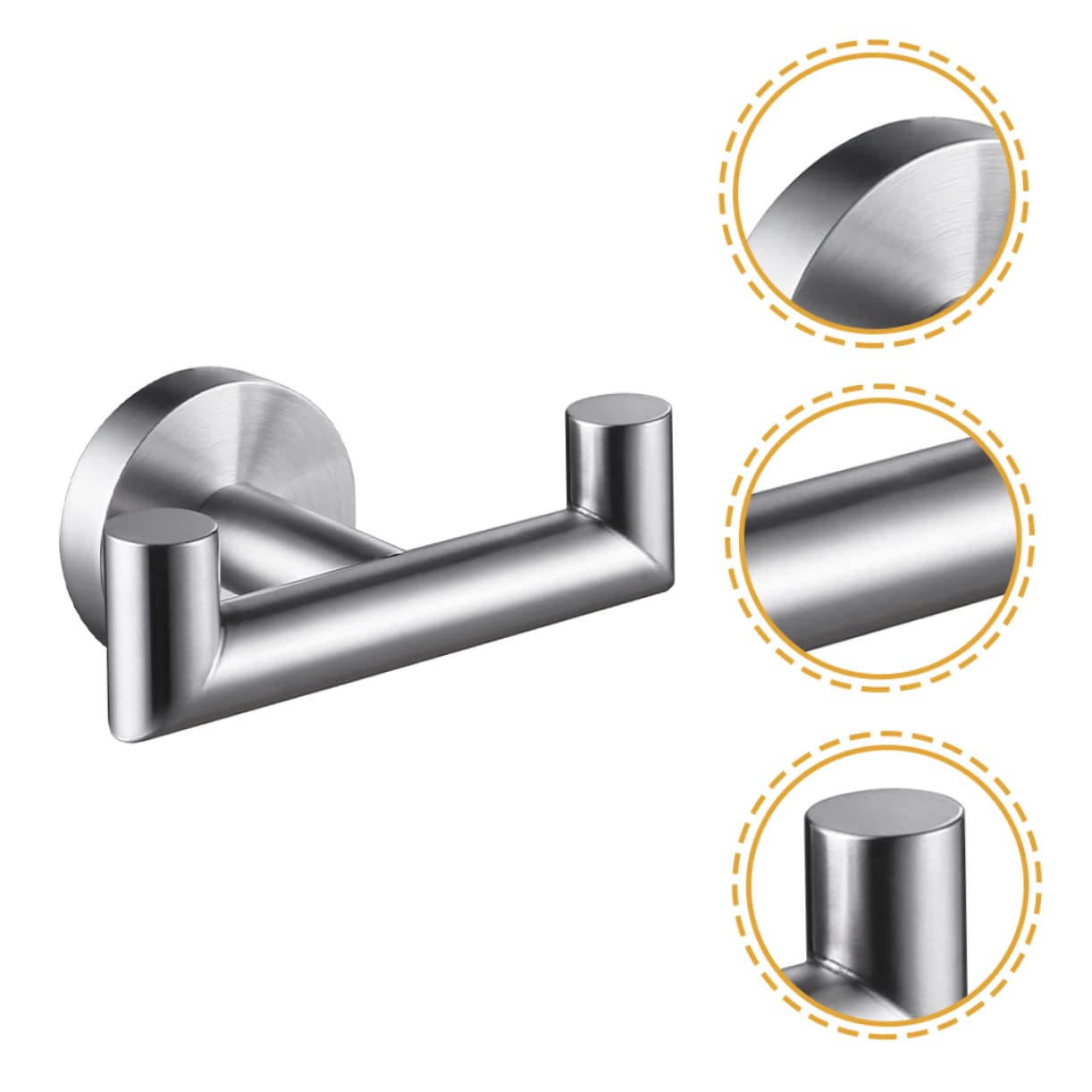 3piezas Colgador De Toallas De Acero Inoxidable Doble Gancho Murale Para Baño y Cocina Resistente y Duradero Diseño Práctico Para Ahorro De Espacio