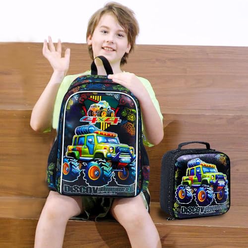AGSDON 3PCS Kids Backpack for Boys, Trucks Bookbag with Lunch Box for Kids 6-8 Preschool Kindergarten Elementary by AGSDON - Used condition - Image 6
