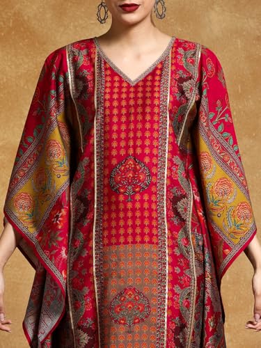 Image of Varanga Women-Gota Detailed Ethnic Floral Printed Kaftan & Trouser