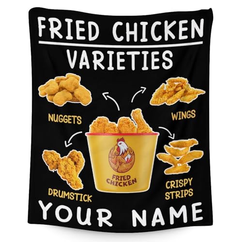 Mercuryelf Custom Chicken Nugget Blanket - Soft, Fuzzy & Warm - 40x50 Inches Flannel Throw Blankets for Travel, Office - Black Novelty Throws Gift for Kids