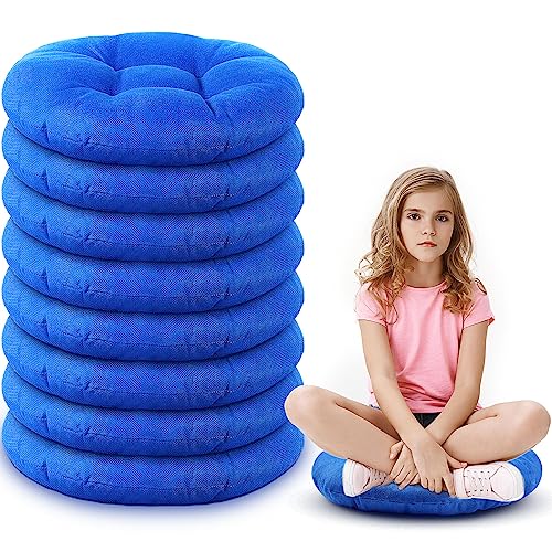 Fumete 8 Pcs Round Floor Cushions for Classroom Kids,Royal Blue