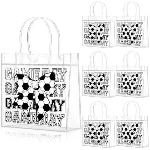 Wesnoy 20 Pcs Bow Soccer Goodie Bags with Handles